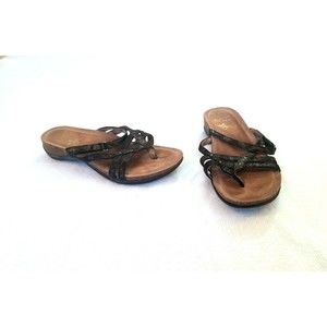 Dansko Womens Size 5.5 Metallic Black Shimmer Leather Strappy Wedge Sandals